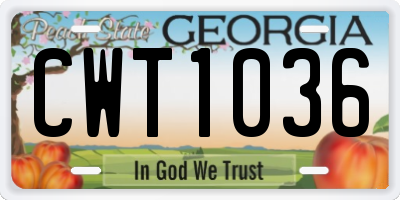 GA license plate CWT1036