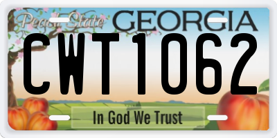 GA license plate CWT1062