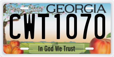 GA license plate CWT1070