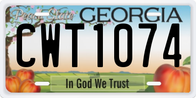 GA license plate CWT1074