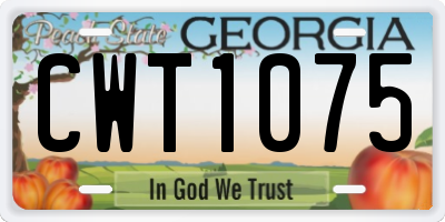 GA license plate CWT1075