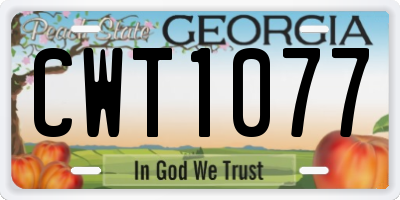 GA license plate CWT1077