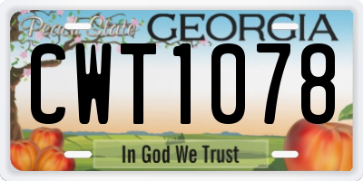 GA license plate CWT1078