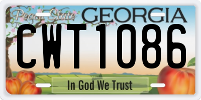 GA license plate CWT1086
