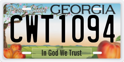 GA license plate CWT1094