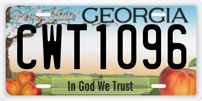 GA license plate CWT1096
