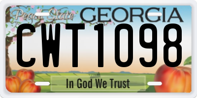 GA license plate CWT1098