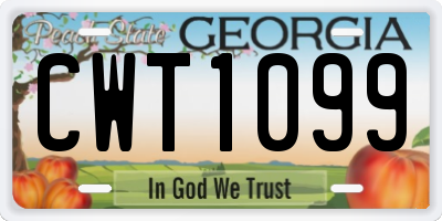 GA license plate CWT1099