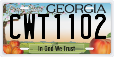 GA license plate CWT1102