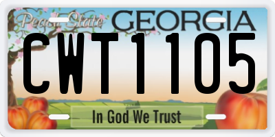 GA license plate CWT1105