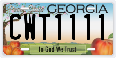 GA license plate CWT1111