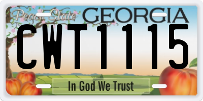 GA license plate CWT1115
