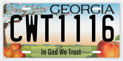 GA license plate CWT1116