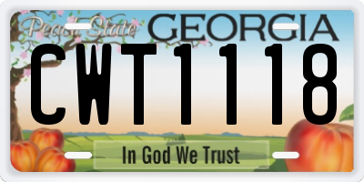 GA license plate CWT1118