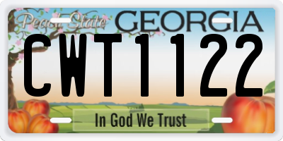 GA license plate CWT1122