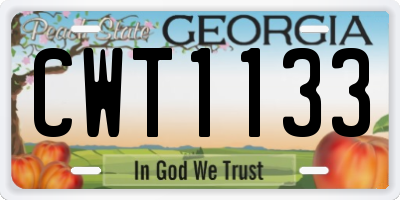 GA license plate CWT1133