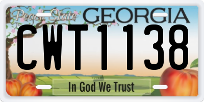 GA license plate CWT1138