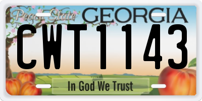 GA license plate CWT1143