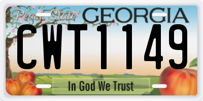 GA license plate CWT1149