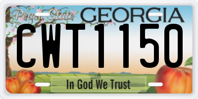 GA license plate CWT1150