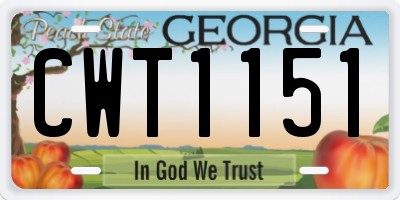 GA license plate CWT1151