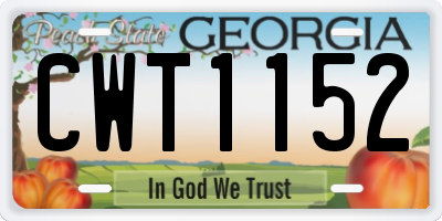 GA license plate CWT1152