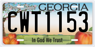 GA license plate CWT1153