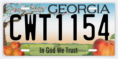 GA license plate CWT1154
