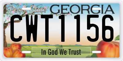 GA license plate CWT1156
