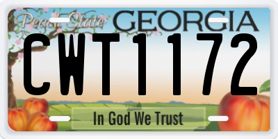 GA license plate CWT1172