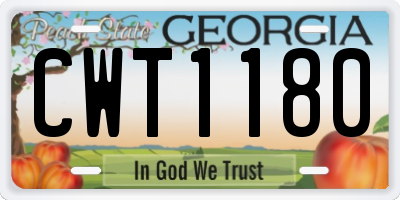 GA license plate CWT1180