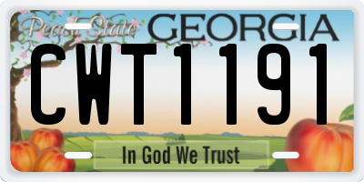 GA license plate CWT1191