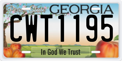 GA license plate CWT1195