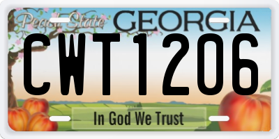 GA license plate CWT1206