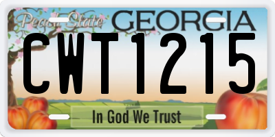 GA license plate CWT1215