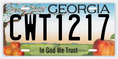 GA license plate CWT1217