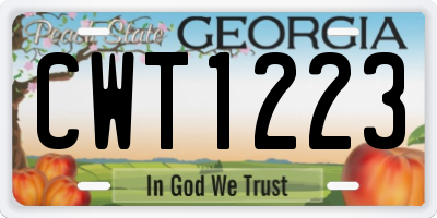 GA license plate CWT1223