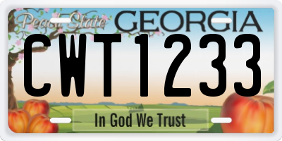 GA license plate CWT1233