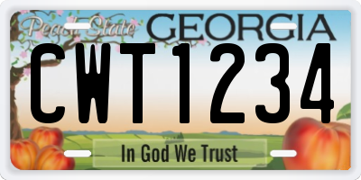 GA license plate CWT1234