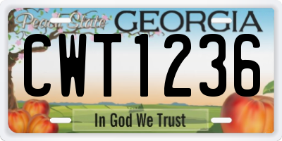 GA license plate CWT1236