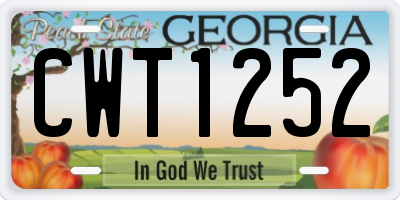 GA license plate CWT1252