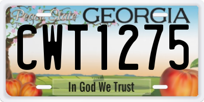 GA license plate CWT1275