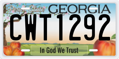 GA license plate CWT1292