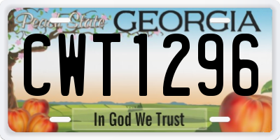 GA license plate CWT1296
