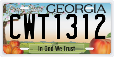 GA license plate CWT1312