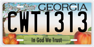 GA license plate CWT1313
