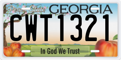 GA license plate CWT1321