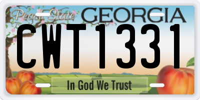 GA license plate CWT1331