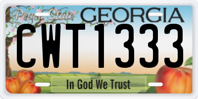 GA license plate CWT1333