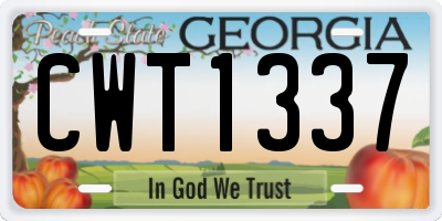 GA license plate CWT1337